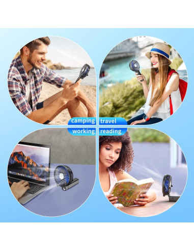 Ventilador de Mano Plegable HandFan 2000mAh USB Negro/Azul