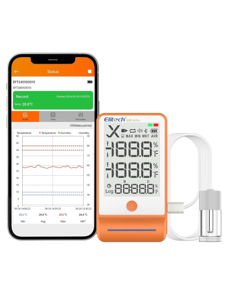 Termómetro Bluetooth Elitech GSP-6Pro-GLE 100000 Puntos