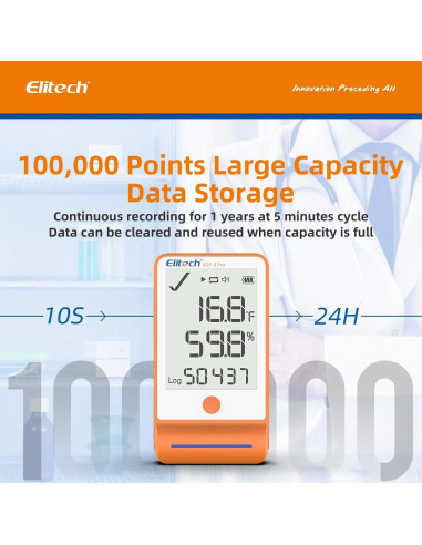 Termómetro Bluetooth Elitech GSP-6Pro-GLE 100000 Puntos