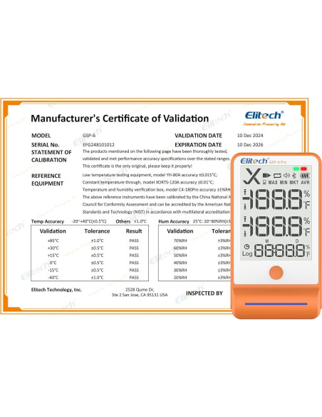 Termómetro Bluetooth Elitech GSP-6Pro-GLE 100000 Puntos