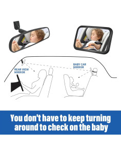 Espejo de Coche para Bebés GonnaGokur 35.56 cm Ajustable Negro 2