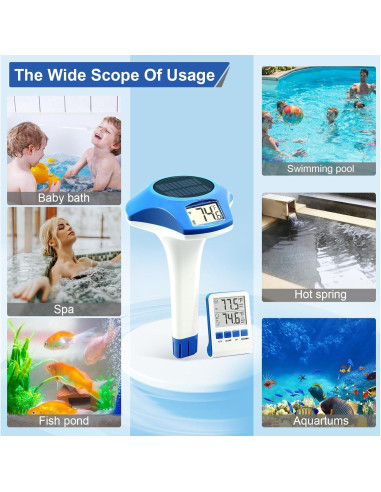 Termómetro de piscina solar Circrane digital IPX8 21cm