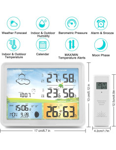 Estación Meteorológica Inalámbrica HaureiGi 10 en 1 con 2 Sensores 2