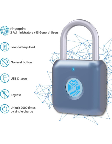 Candado Biométrico Dhiedas YL-P8 Huella Dactilar Azul