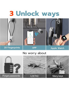 Candado Biometrico Dhiedas con Cable de 15,24 cm Plata 2