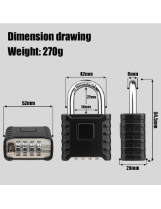 Candado de Combinación Diyife USTAL117B Resistente 0,27 kg 2