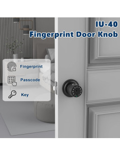 Perilla de Puerta Inteligente IUKNOB con Huella Dactilar y Teclado 2