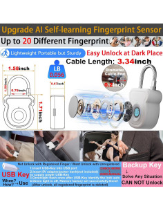 Candado Biométrico Bstsilver Huella Dactilar 20 Usuarios 2