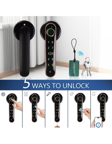 Cerradura Inteligente CLEZIYSNY 5-en-1 Huella Dactilar