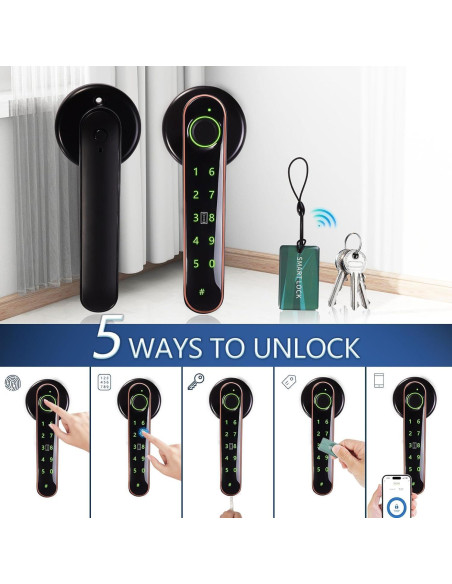 Cerradura Inteligente CLEZIYSNY 5-en-1 Huella Dactilar