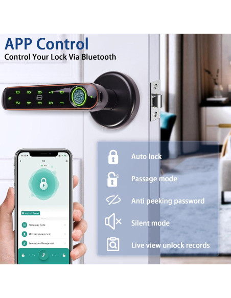 Cerradura Inteligente CLEZIYSNY 5-en-1 Huella Dactilar