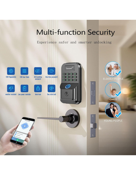 Cerradura Biométrica Darawf K9 con Huella Dactilar y Teclado