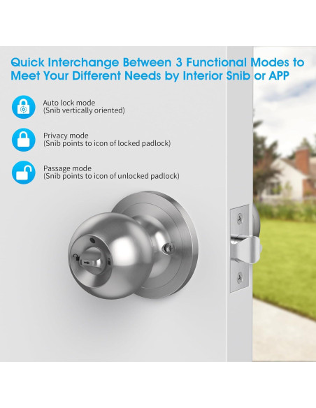 Perilla de Puerta Biométrica AST Acero Inoxidable Recargable