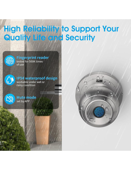 Perilla de Puerta Biométrica AST Acero Inoxidable Recargable