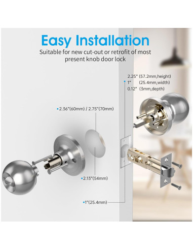 Perilla de Puerta Biométrica AST Acero Inoxidable Recargable
