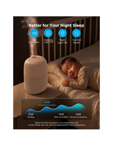 Humidificador Inteligente GoveeLife H7140 3L con Difusor y Luz Nocturna