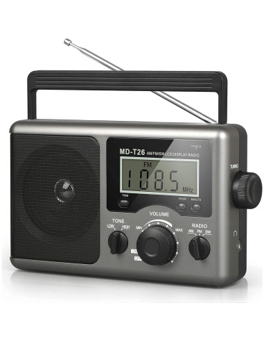 Radio Portátil AM FM Greadio con Pantalla LCD y Baterías