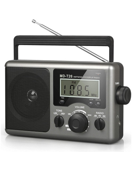 Radio Portátil AM FM Greadio con Pantalla LCD y Baterías