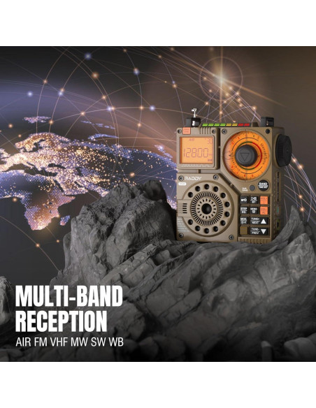 Radio de Onda Corta Raddy RF320 + Linterna CL-1 + Panel Solar 30W