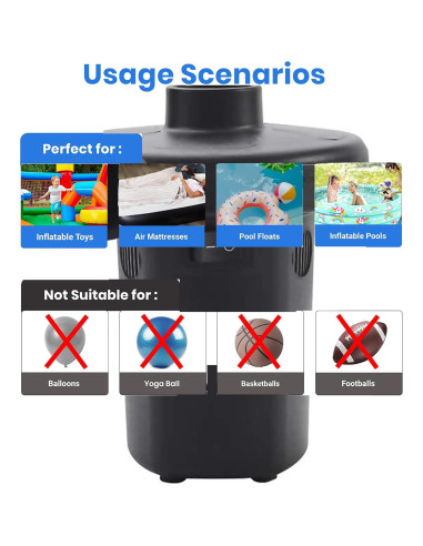 Bomba de Aire EIHUP Eléctrica Inflable 0.4kg 3 Boquillas
