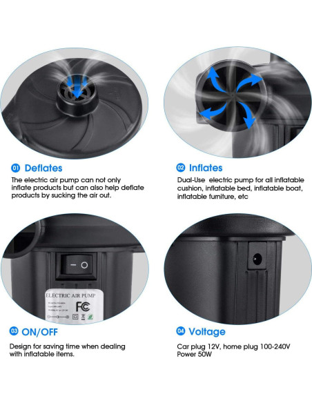 Bomba de Aire EIHUP Eléctrica Inflable 0.4kg 3 Boquillas