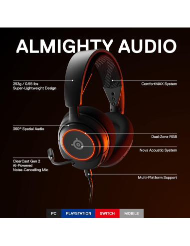 Auriculares Gaming SteelSeries Arctis Nova 3 - Negro