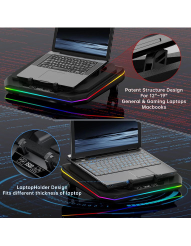 Base de Enfriamiento para Laptop OImaster 12-19" RGB Ajustable