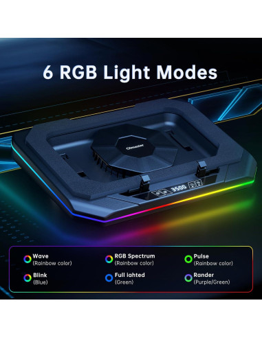 Base de Enfriamiento para Laptop OImaster 12-19" RGB Ajustable