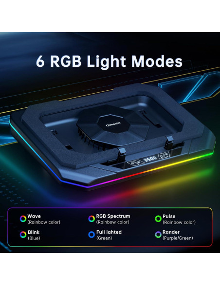 Base de Enfriamiento para Laptop OImaster 12-19" RGB Ajustable