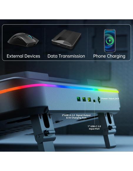 Base de Enfriamiento para Laptop OImaster 12-19" RGB Ajustable