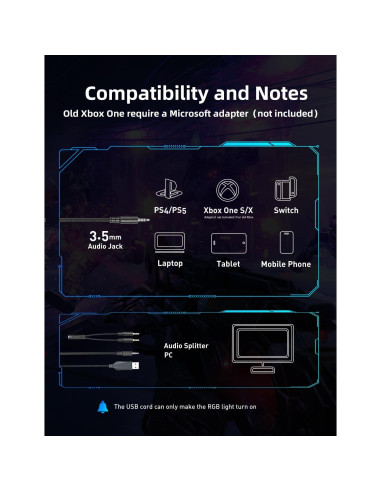 Auriculares Gaming Nanddi K8 con Micrófono y RGB 7.1