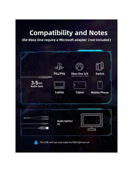Auriculares Gaming Nanddi K8 con Micrófono y RGB 7.1