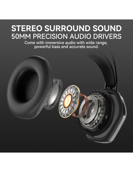 Auriculares de Juego Wantek GH 50mm con Micrófono Negro