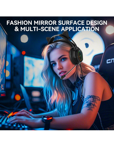 Auriculares de Juego Wantek GH 50mm con Micrófono Negro