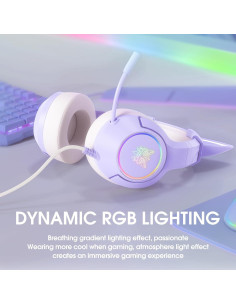 Auriculares Gaming PHNIXGAM K9 07 con Cable 3.5mm RGB Morado 2