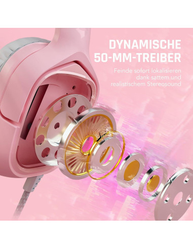 Auriculares Gaming Black Shark BS-X1 Rosa 50mm con Micrófono