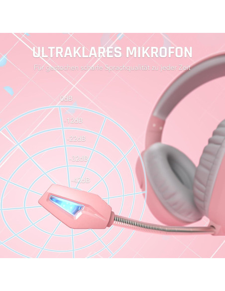 Auriculares Gaming Black Shark BS-X1 Rosa 50mm con Micrófono