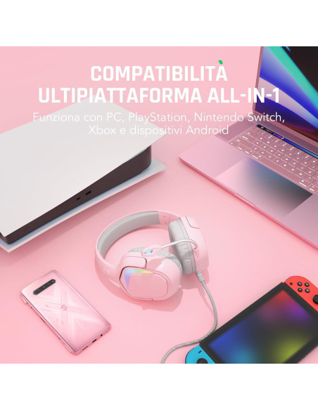 Auriculares Gaming Black Shark BS-X1 Rosa 50mm con Micrófono