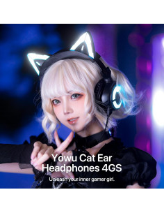 Auriculares YOWU 4GS con Orejas de Gato RGB - Inalámbricos 2