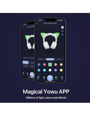 Auriculares YOWU 4GS con Orejas de Gato RGB - Inalámbricos
