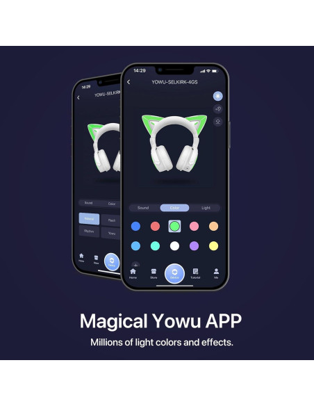 Auriculares YOWU 4GS con Orejas de Gato RGB - Inalámbricos