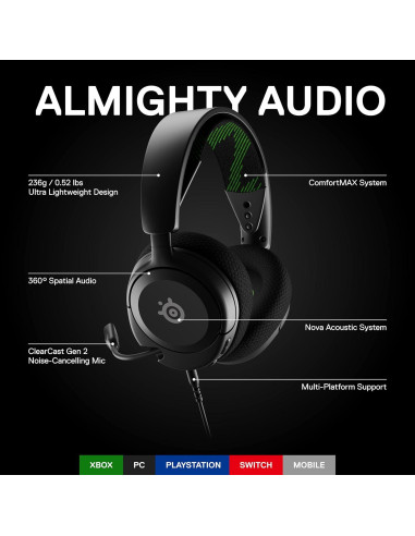 Auriculares Gaming SteelSeries Arctis Nova 1X - Sonido 3.5mm