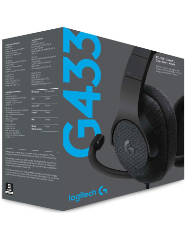 Auriculares Gaming Logitech G433 7.1 con Cable - Negro
