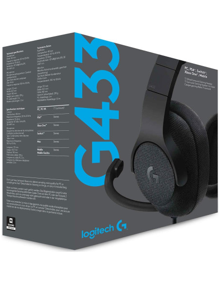 Auriculares Gaming Logitech G433 7.1 con Cable - Negro