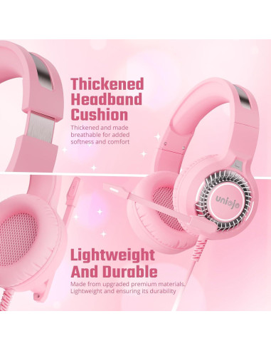 Auriculares Gaming UNIOJO U30 Rosa con Micrófono 7.1