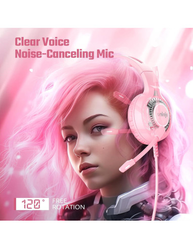 Auriculares Gaming UNIOJO U30 Rosa con Micrófono 7.1