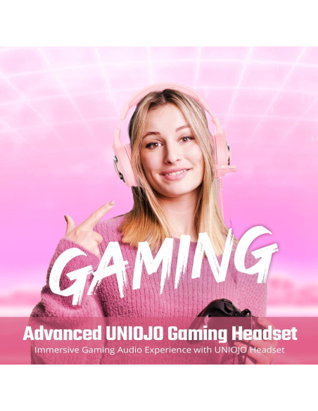 Auriculares Gaming UNIOJO U30 Rosa con Micrófono 7.1