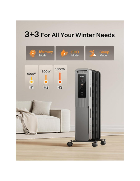 Calefactor de aceite PELONIS PSHO07JR4AGB 1500W Negro