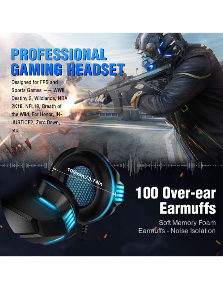 Auriculares Gaming Micolindun UM303 Azul con Micrófono