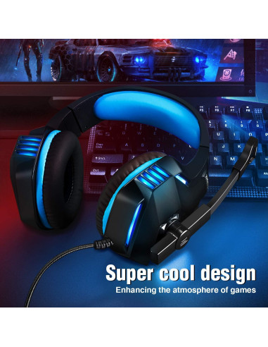 Auriculares Gaming Micolindun UM303 Azul con Micrófono